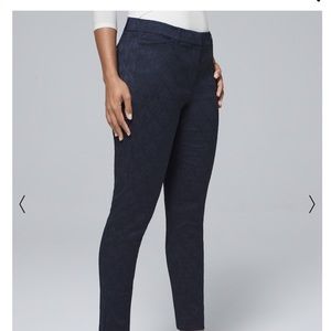 Jacquard scroll slim ankle pants